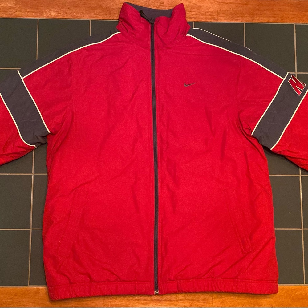 Vintage Nike Jacket Red & Blue Reversible Swoosh Mens XL Fleece Y2K 90's Puffer